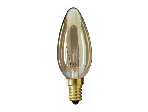 Deco kaarslamp 25W E14 230V B35 goud tint/amber
